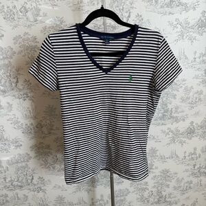 Navy Striped V-Neck T-Shirt